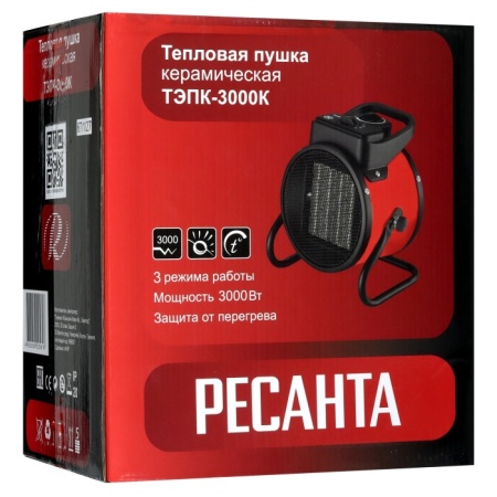5. Пушка тепловая РЕСАНТА ТЭПК-3000К (керам. элем. кругл.)