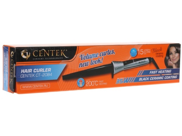 3. Щипцы конич. для завивки Centek CT-2084 35Вт, 15 см длина, ЧЁРНОЕ КЕРАМИЧЕСКОЕ ПОКРЫТИЕ, LED