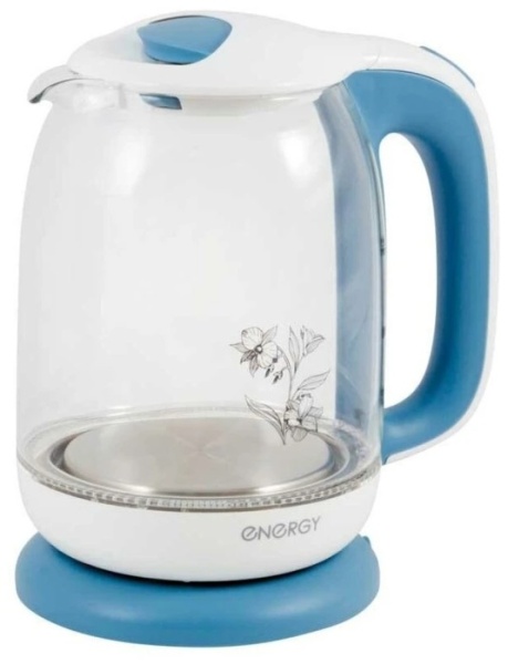 1. Чайник ENERGY E-281 1.7л, стекло, бело-голубой, серо-голубой