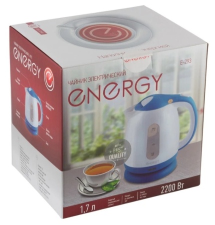 5. Чайник ENERGY Е-293 бело-голуб. 1,7л, 2,2кВт,дис