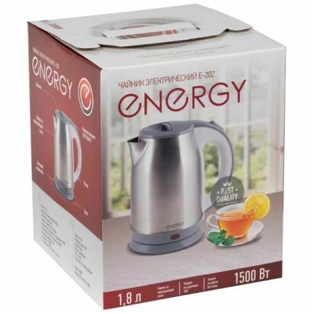 5. Чайник ENERGY Е-202 нерж, 1,8л, 1,5кВт, диск