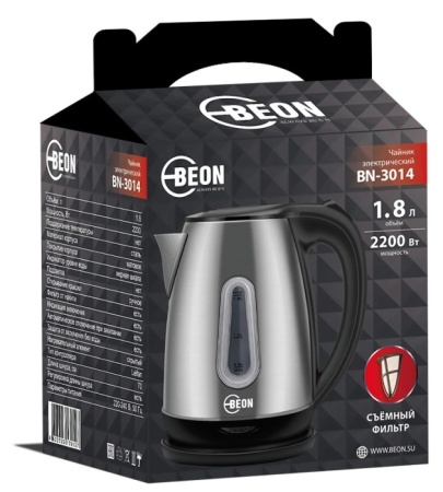 5. Чайник BEON BN-3014, 1.8л, 2200Вт, шкала , съемный фильтр